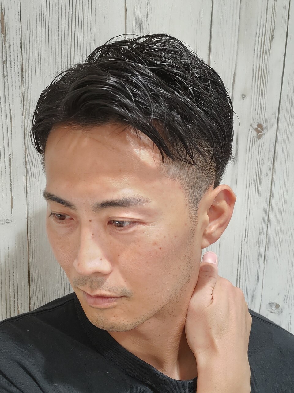 30代40代ビジネスカット/ラフな七三分け/メンズ美容室/長岡/三条