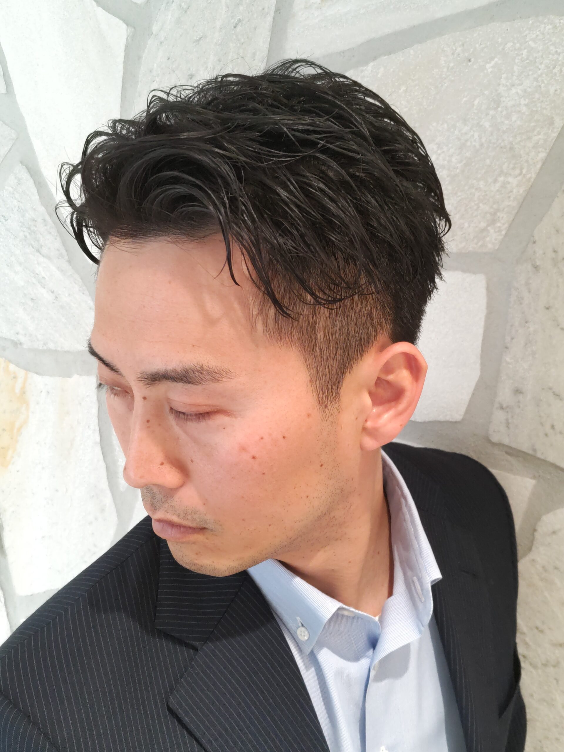 新発田万代理容バーバーフェードアイロンパーマ濡れパン色気渋い