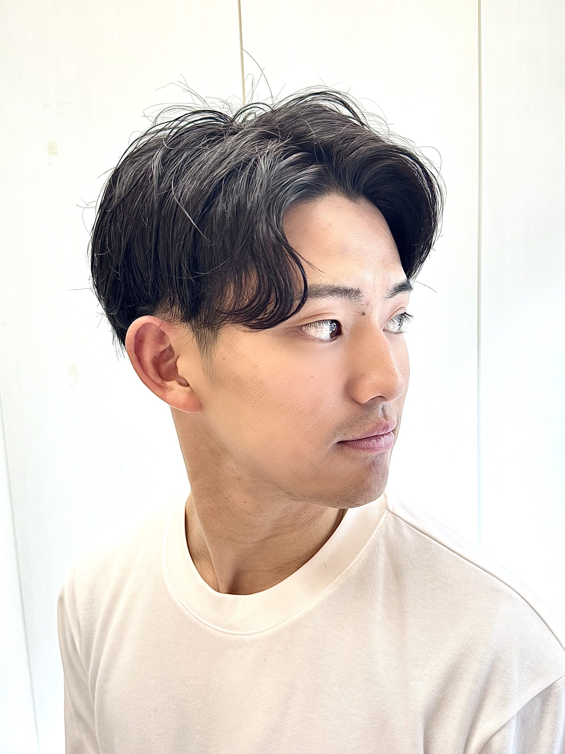 メンズツーブロックナチュラルニュアンスパーマ眉毛カット理容室