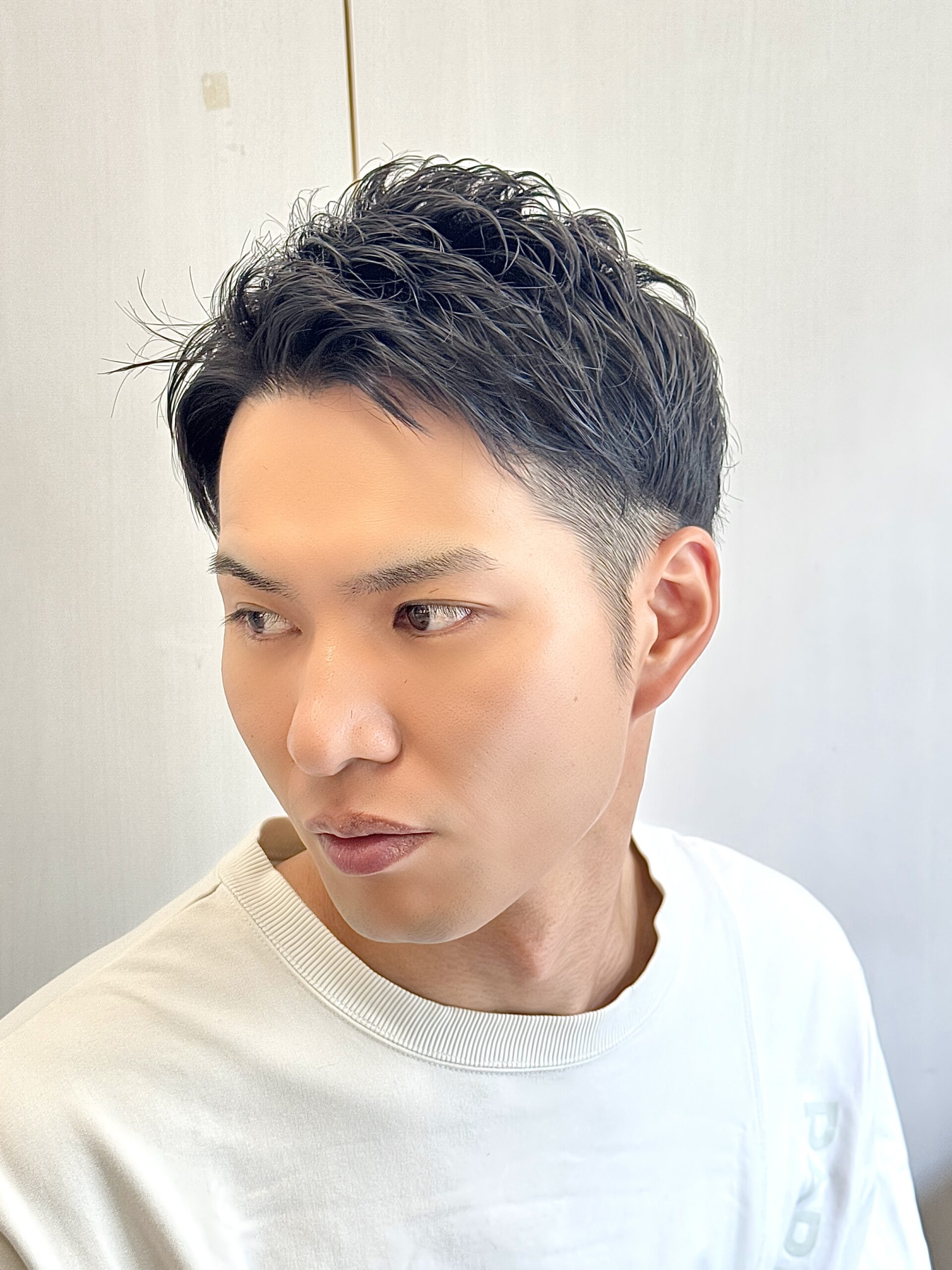 メンズショートツーブロックアイロンパーマビジネス理容室