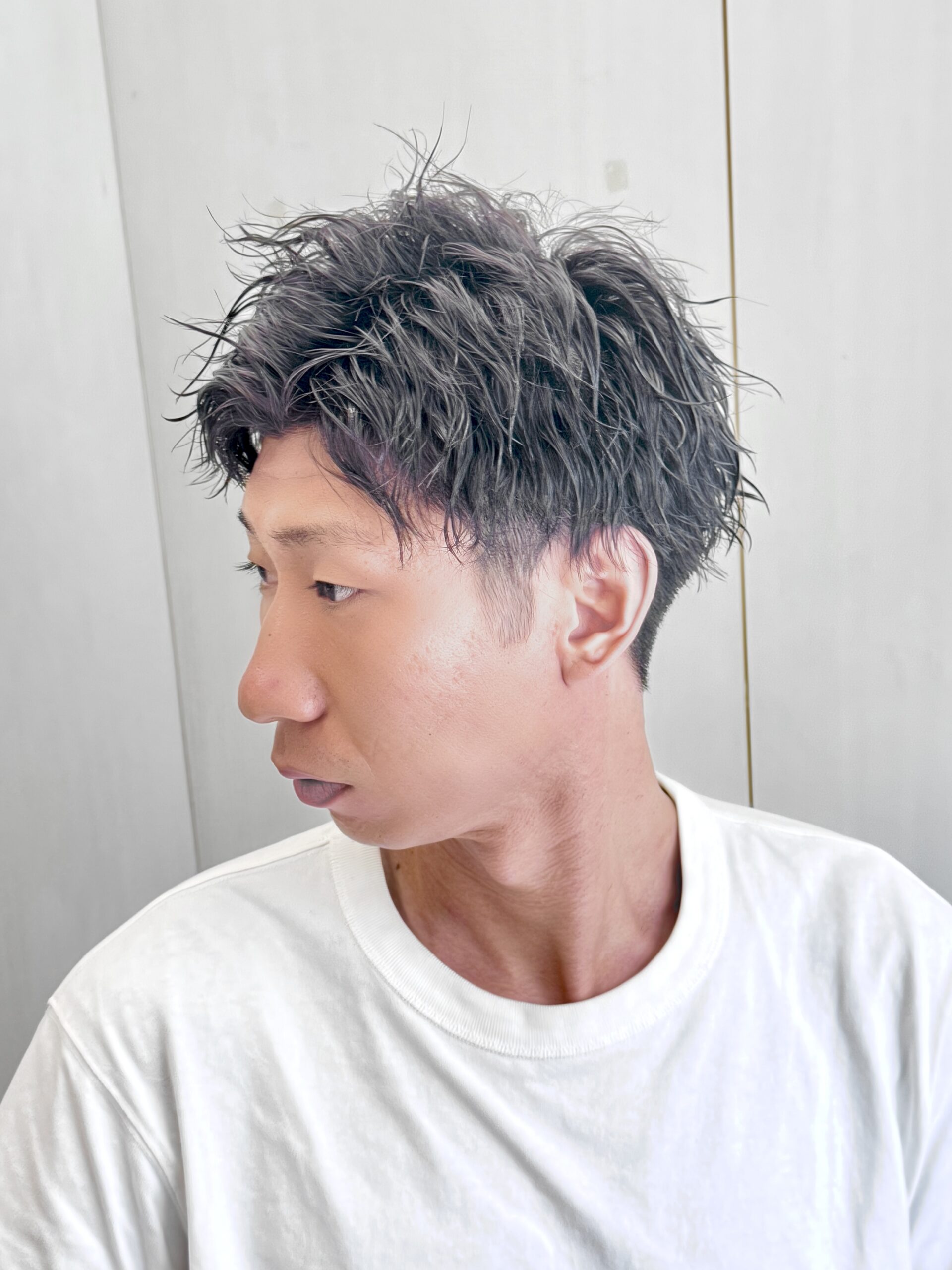 メンズパーマツイストスパイラルショートツーブロックバーバー