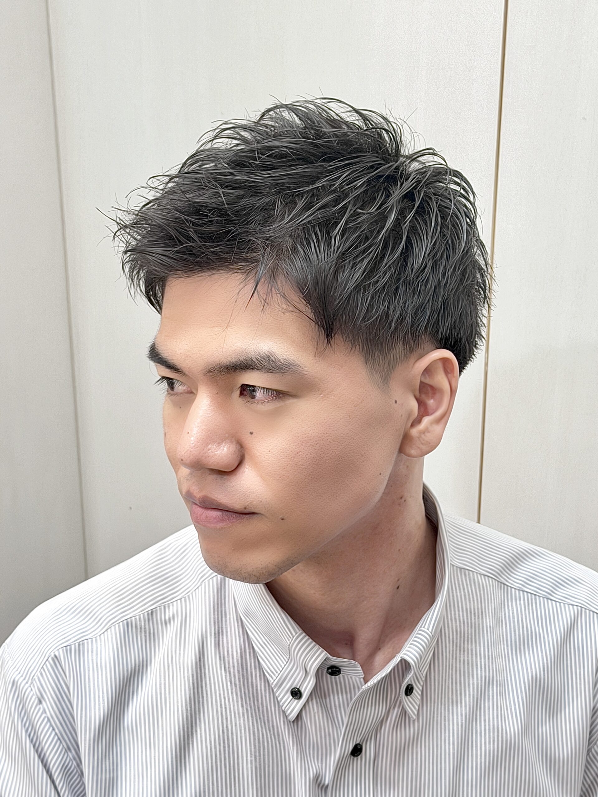 メンズビジネスショートツーブロックバーバー理容室アップバング