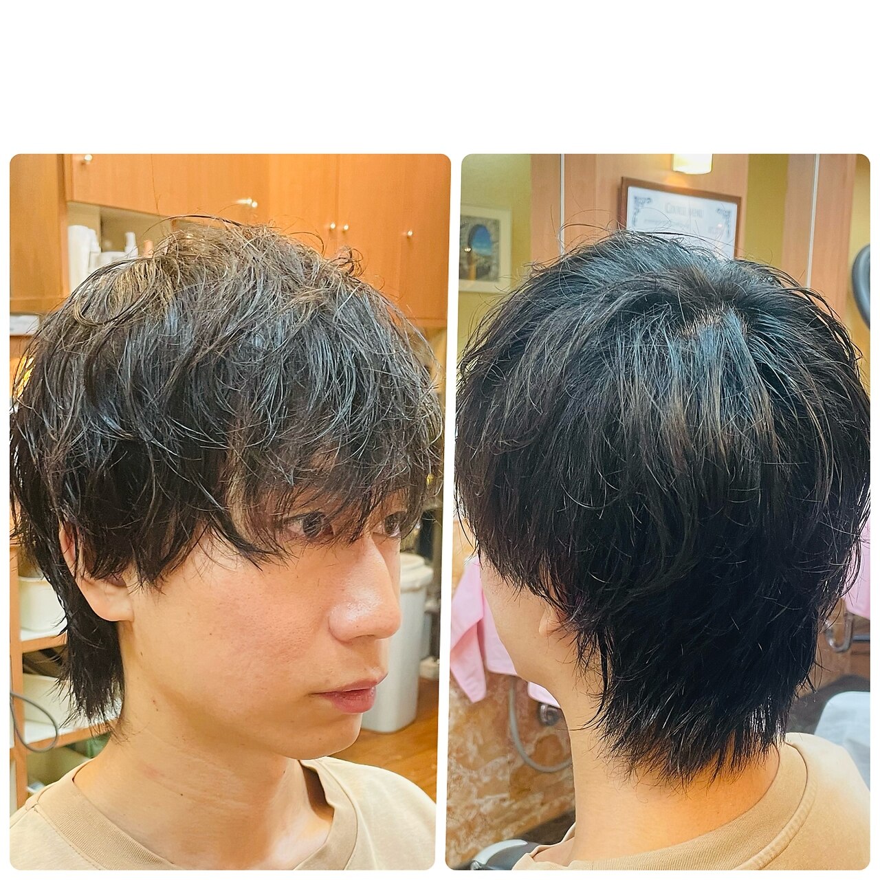ナチュラルウルフマッシュ長め前髪色気ヘア