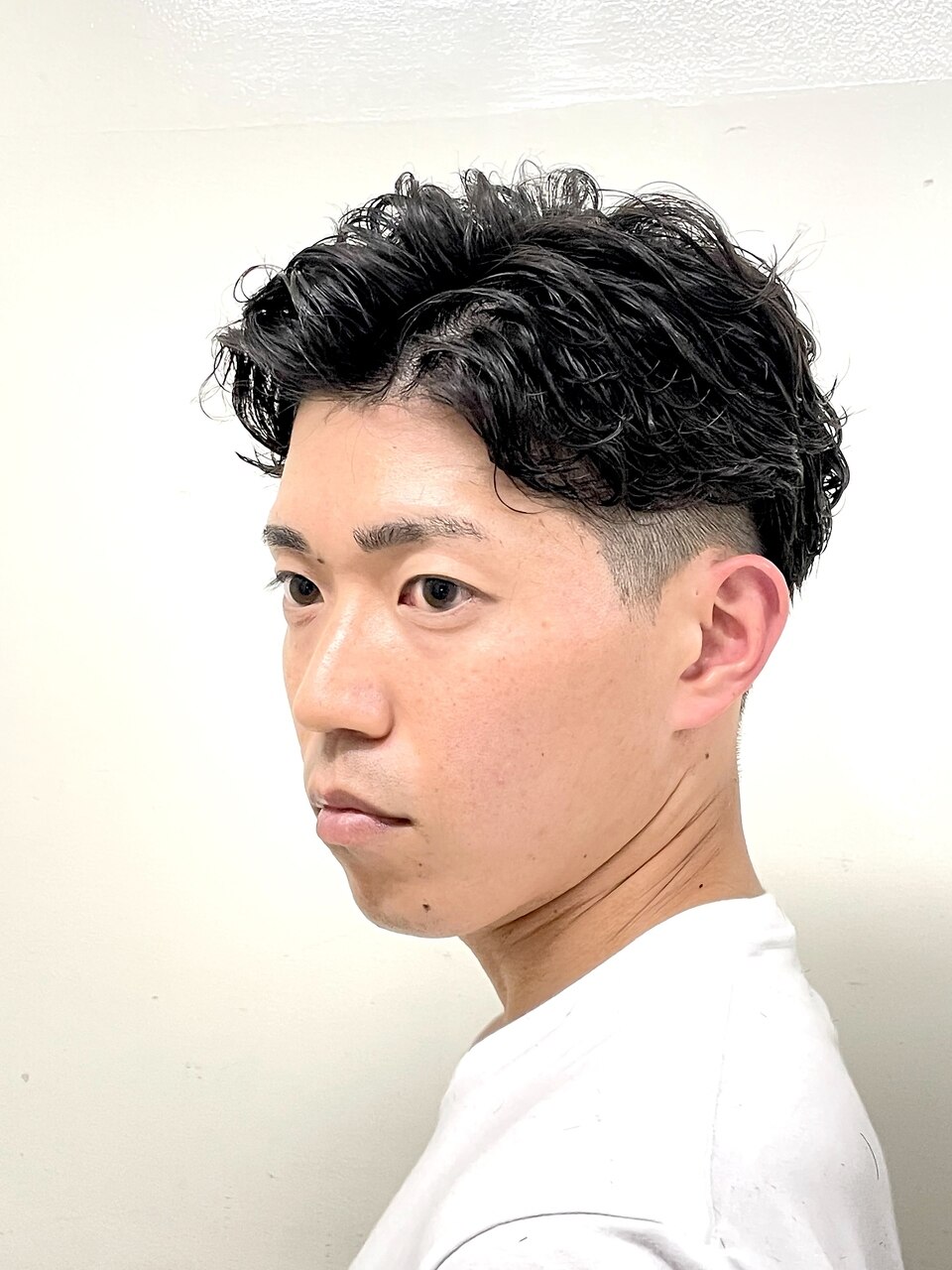 ビジネスナチュラルパーマ73セット刈り上げツーブロ