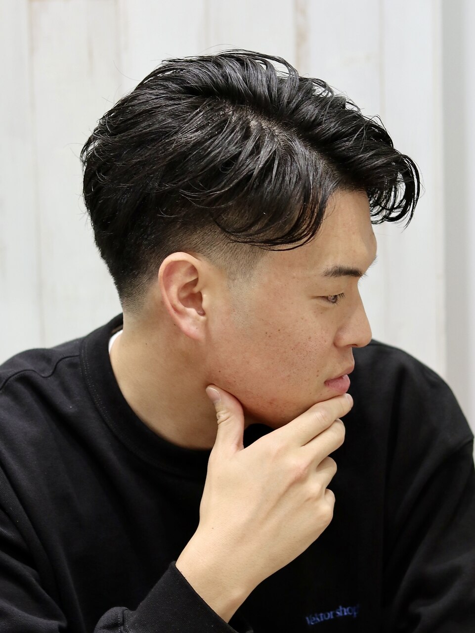 愛され横顔サイドモーションフェザーショートメンズアップバング