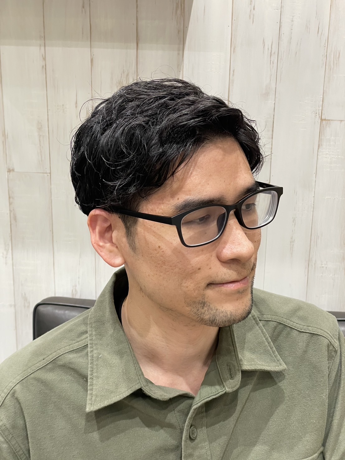 くせ毛風パーマアップバング
