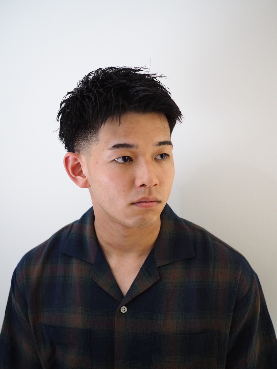 ベリーショートテーパーフェードアップバング