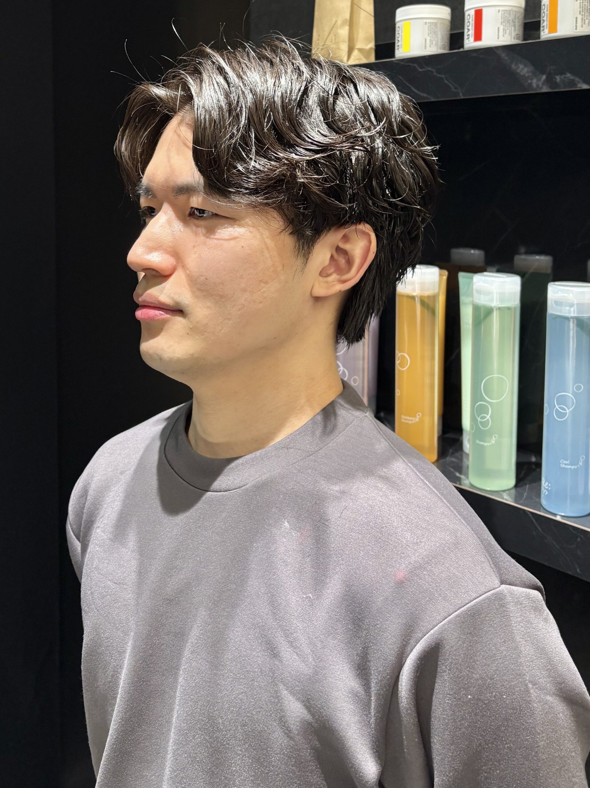 センターパートスパイラルパーマ