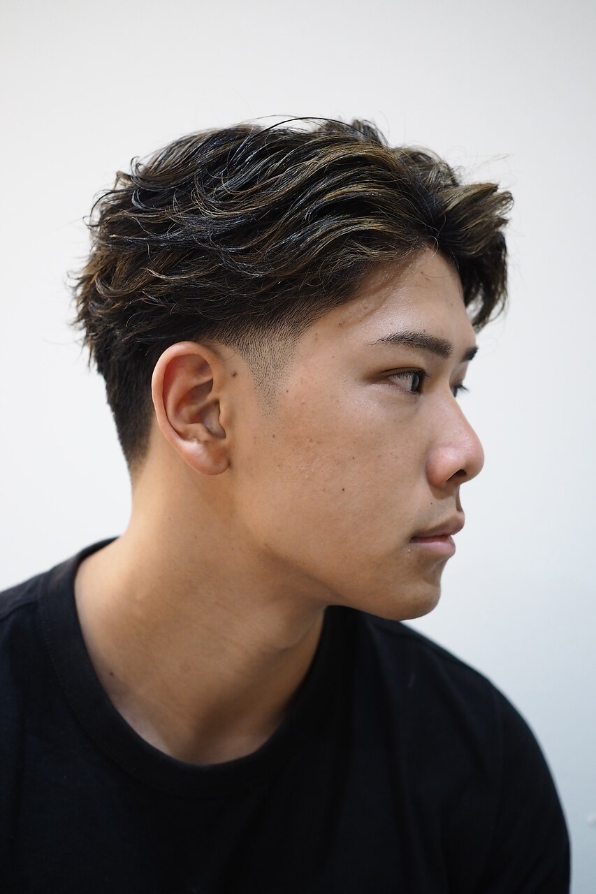 73分けビジカジ毛流れかきあげシャドウパーマ